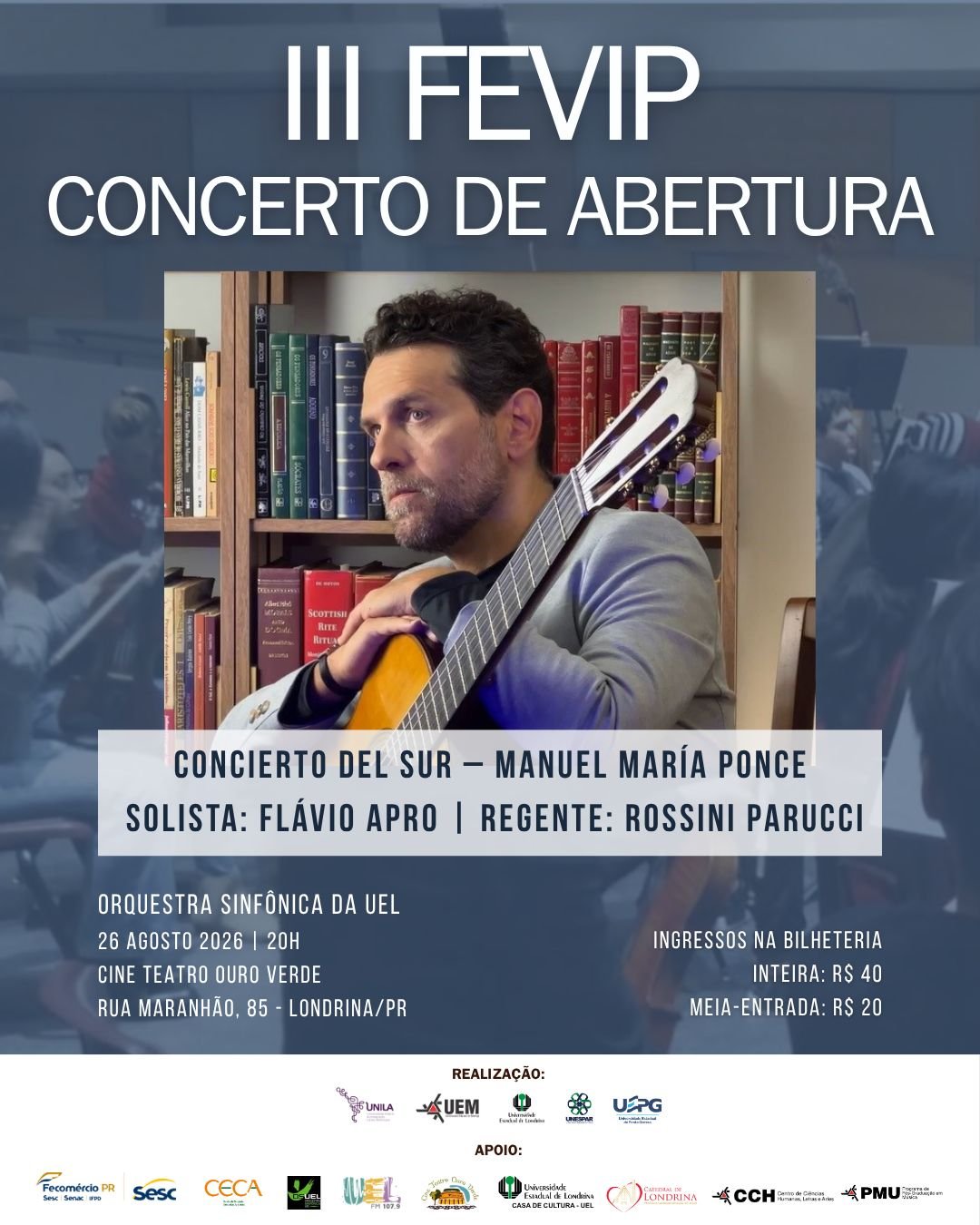 UEL sedia 3º Festival Violões do Paraná com Concerto da OSUEL, recitais e oficinas